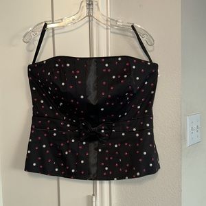 Sexy Evening Bustier in Black w/pink and white SUPER FAST SHIPPING
